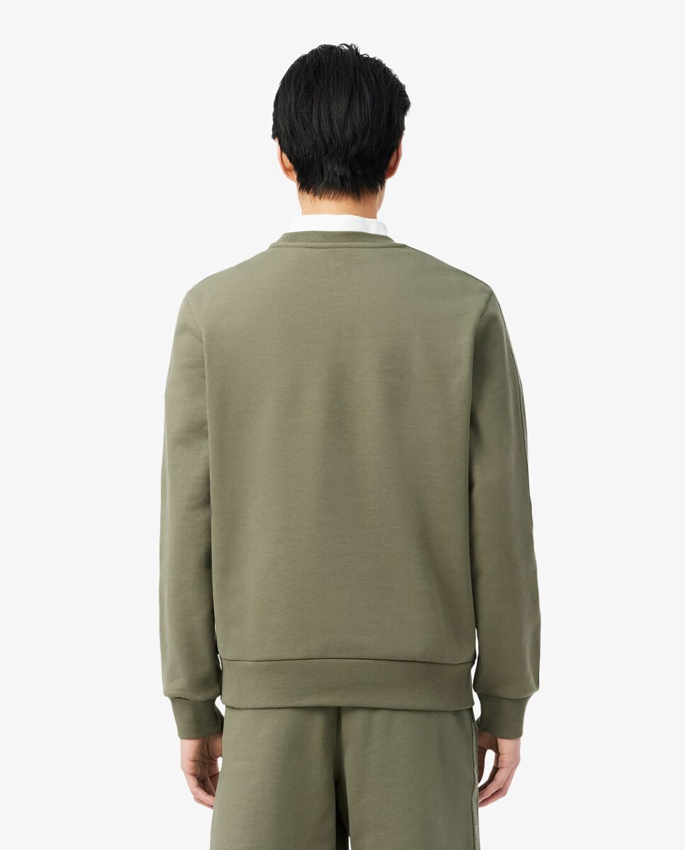 Sudadera de hombre de felpa con franja de rayas - Lacoste - Verde militar Verde militar-2