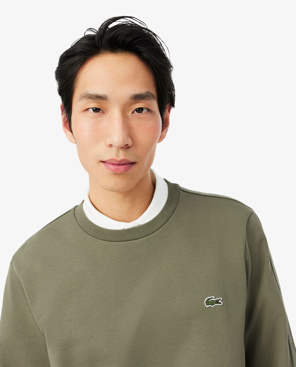 Sudadera de hombre de felpa con franja de rayas - Lacoste - Verde militar Verde militar-3