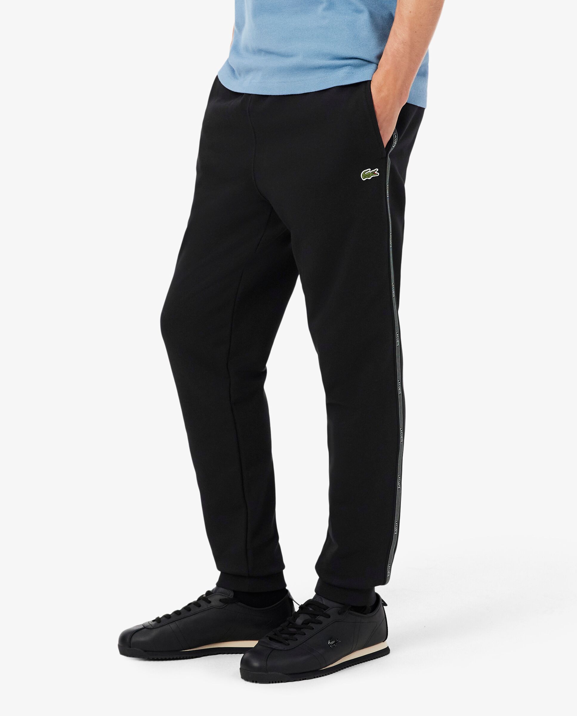 Pantalón de hombre de chándal de hombre con raya y logotipo en - Lacoste - Negro Negro-3