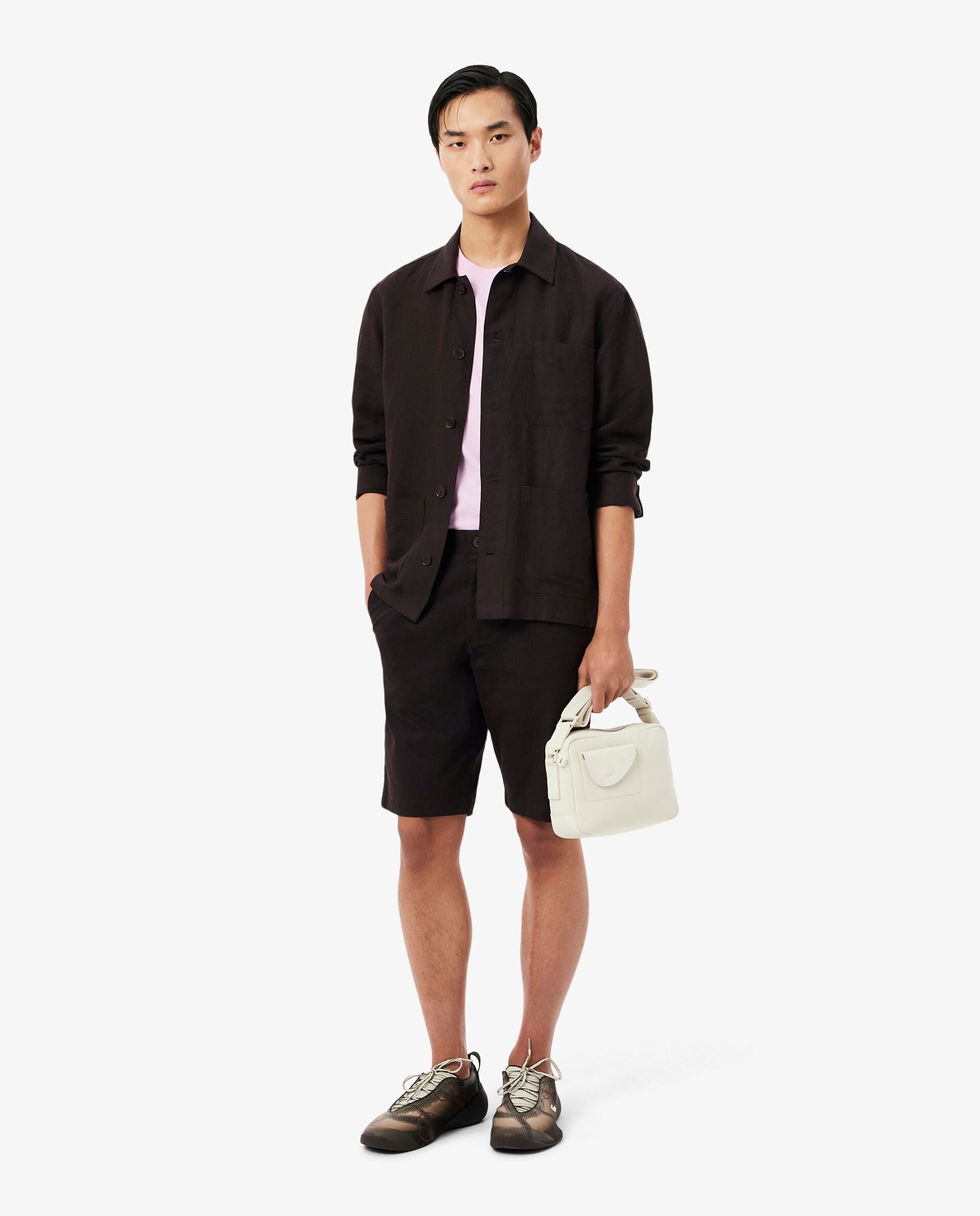 Pantalones cortos chinos de hombre - Lacoste - Marrón Marrón-4