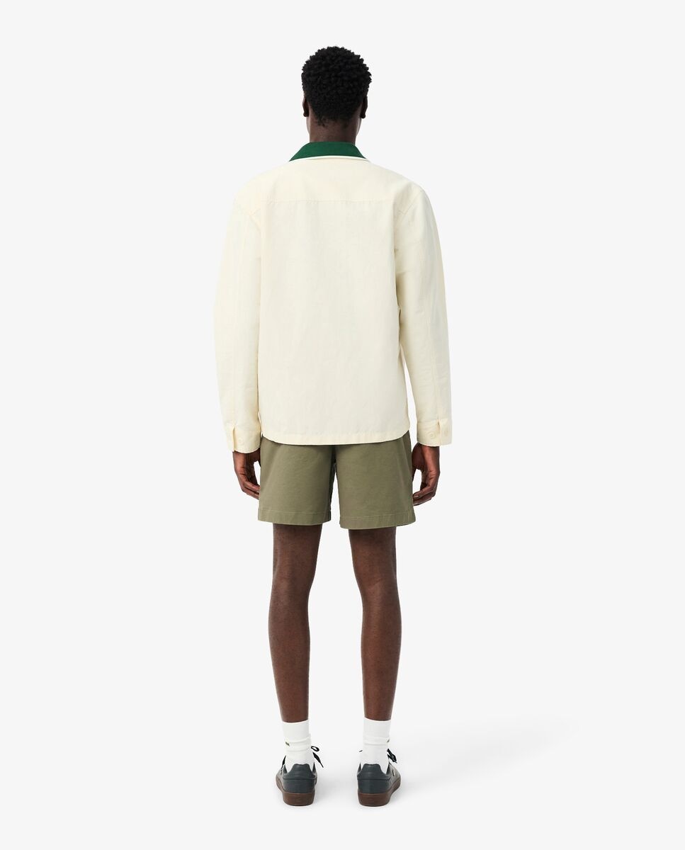 Bermuda de hombre de corte regular de algodón elástico en verde - Lacoste - Verde militar Verde militar-2