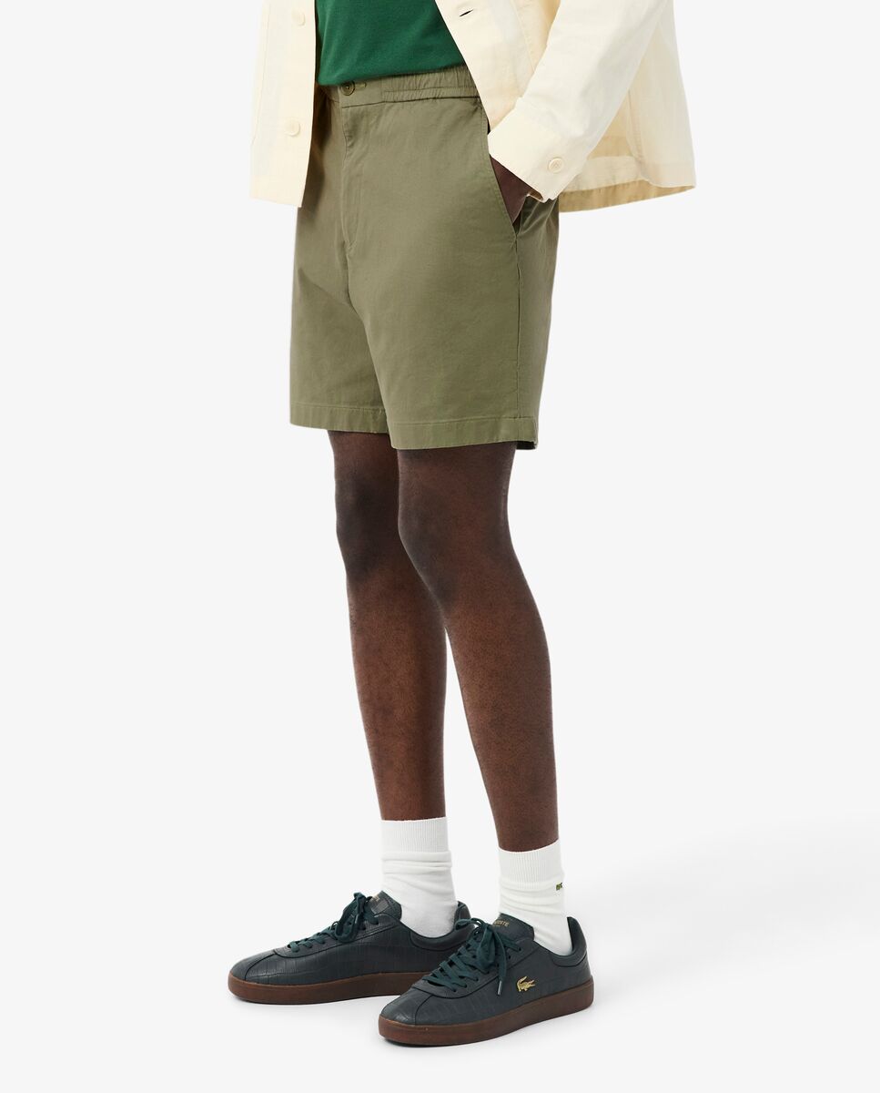 Bermuda de hombre de corte regular de algodón elástico en verde - Lacoste - Verde militar Verde militar-3