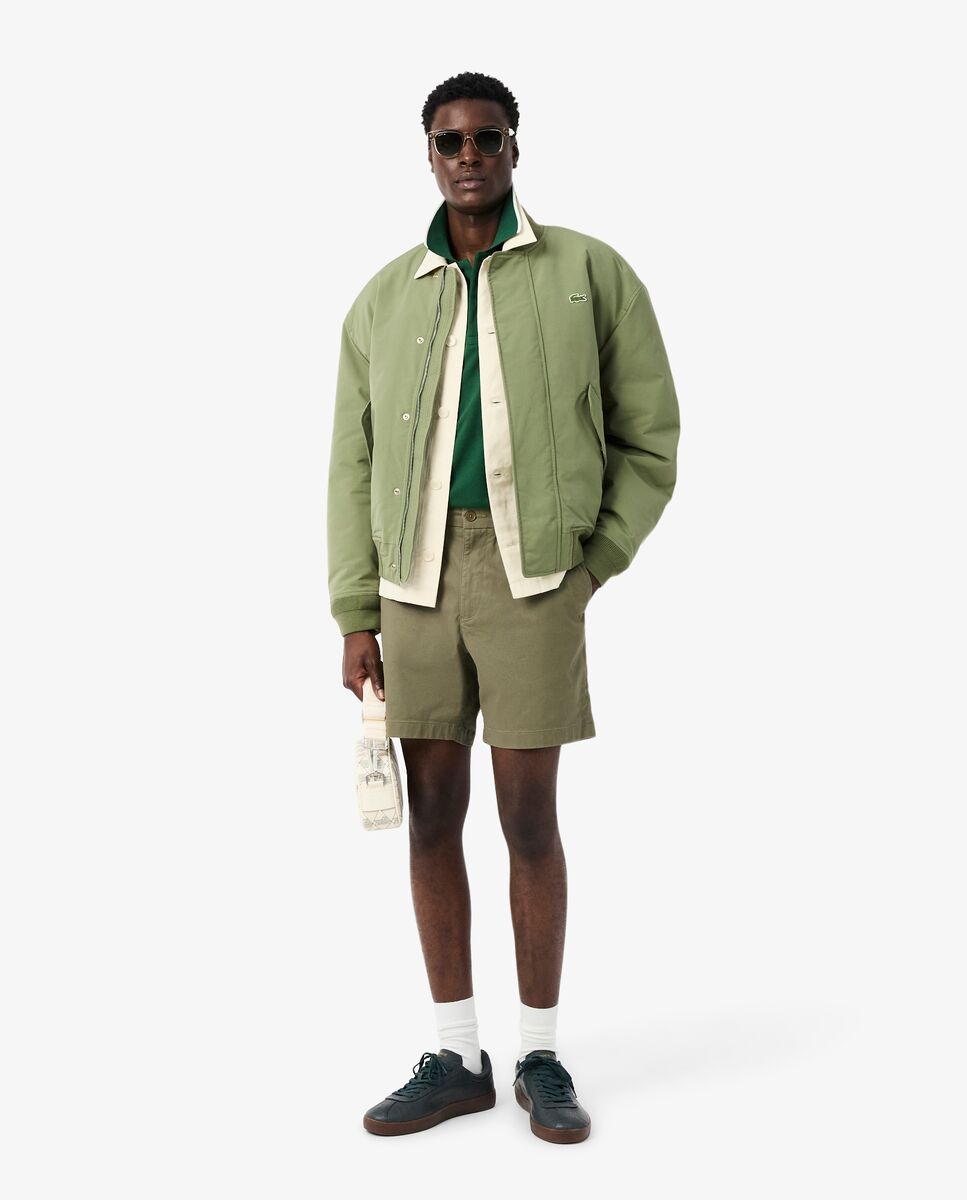 Bermuda de hombre de corte regular de algodón elástico en verde - Lacoste - Verde militar Verde militar-4