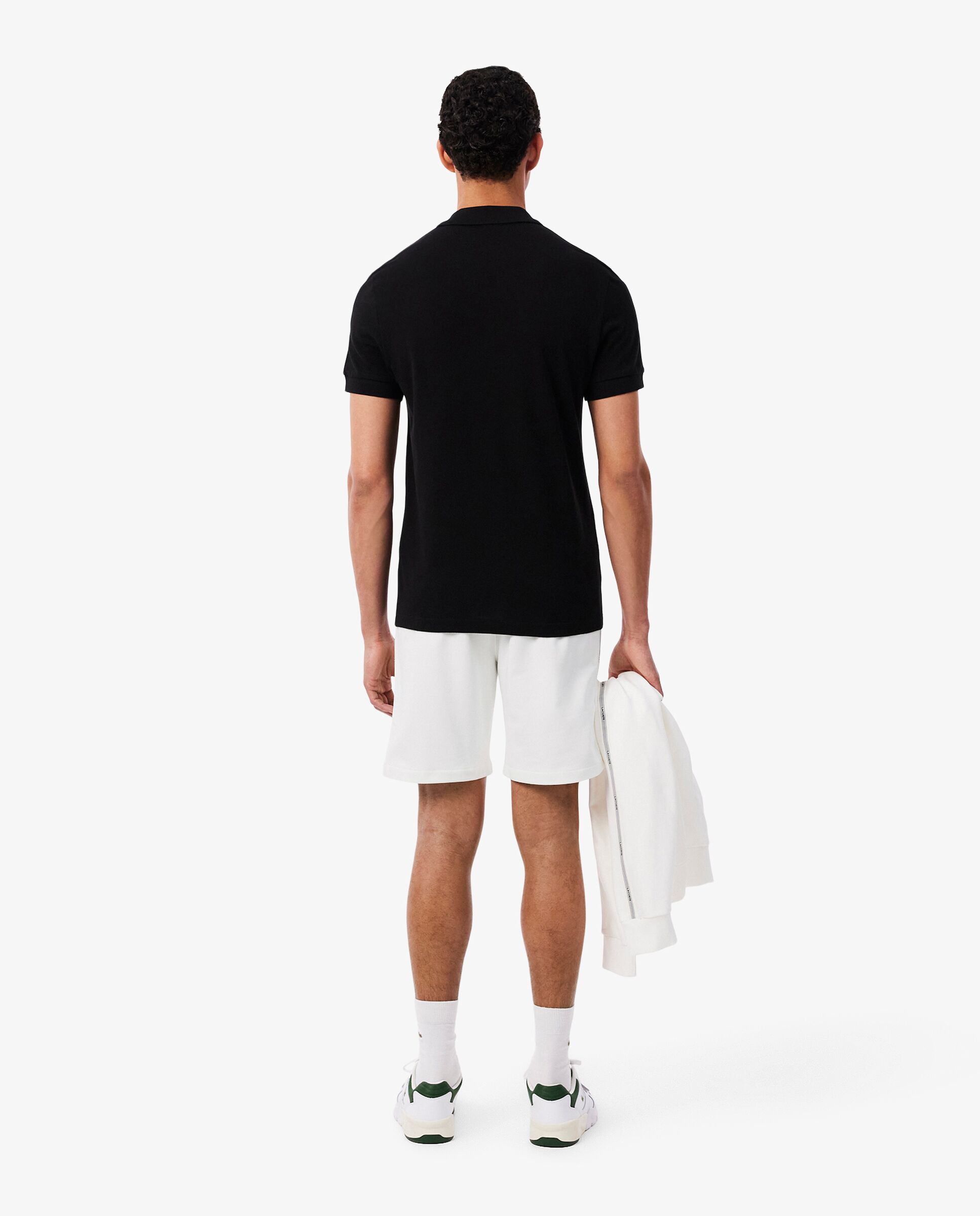 Pantalones cortos de hombre de felpa de corte regular con raya de logotipo - Lacoste - Blanco Blanco-2
