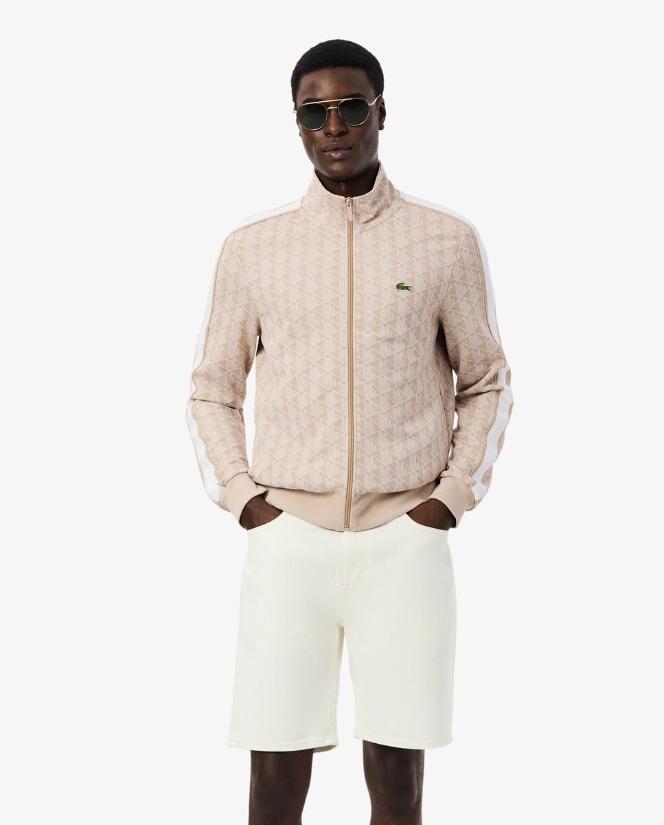 Chaqueta de hombre de chándal con cremallera de jacquard paris - Lacoste - Beige Beige-1
