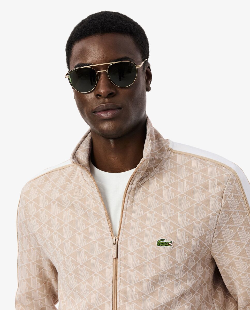 Chaqueta de hombre de chándal con cremallera de jacquard paris - Lacoste - Beige Beige-3