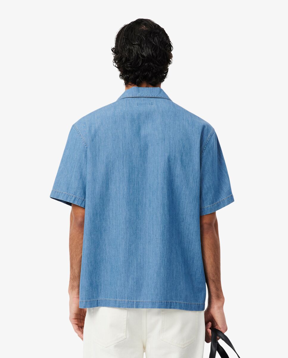 Camisa de hombre vaquera de cuello abierto y corte holgado - Lacoste - Azul Azul-2