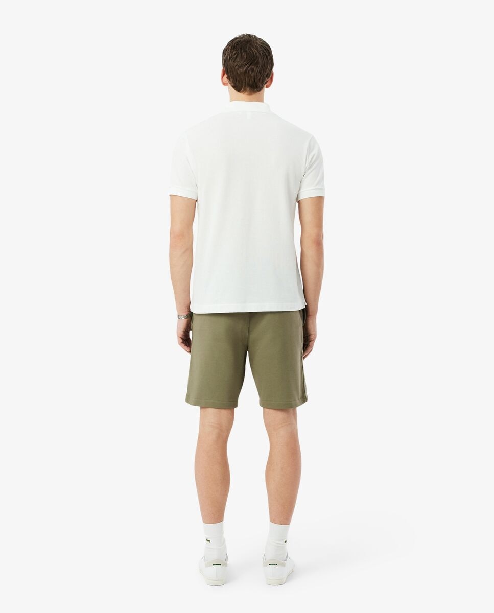 Pantalones cortos de hombre de felpa de corte regular con raya de logotipo - Lacoste - Verde militar Verde militar-2