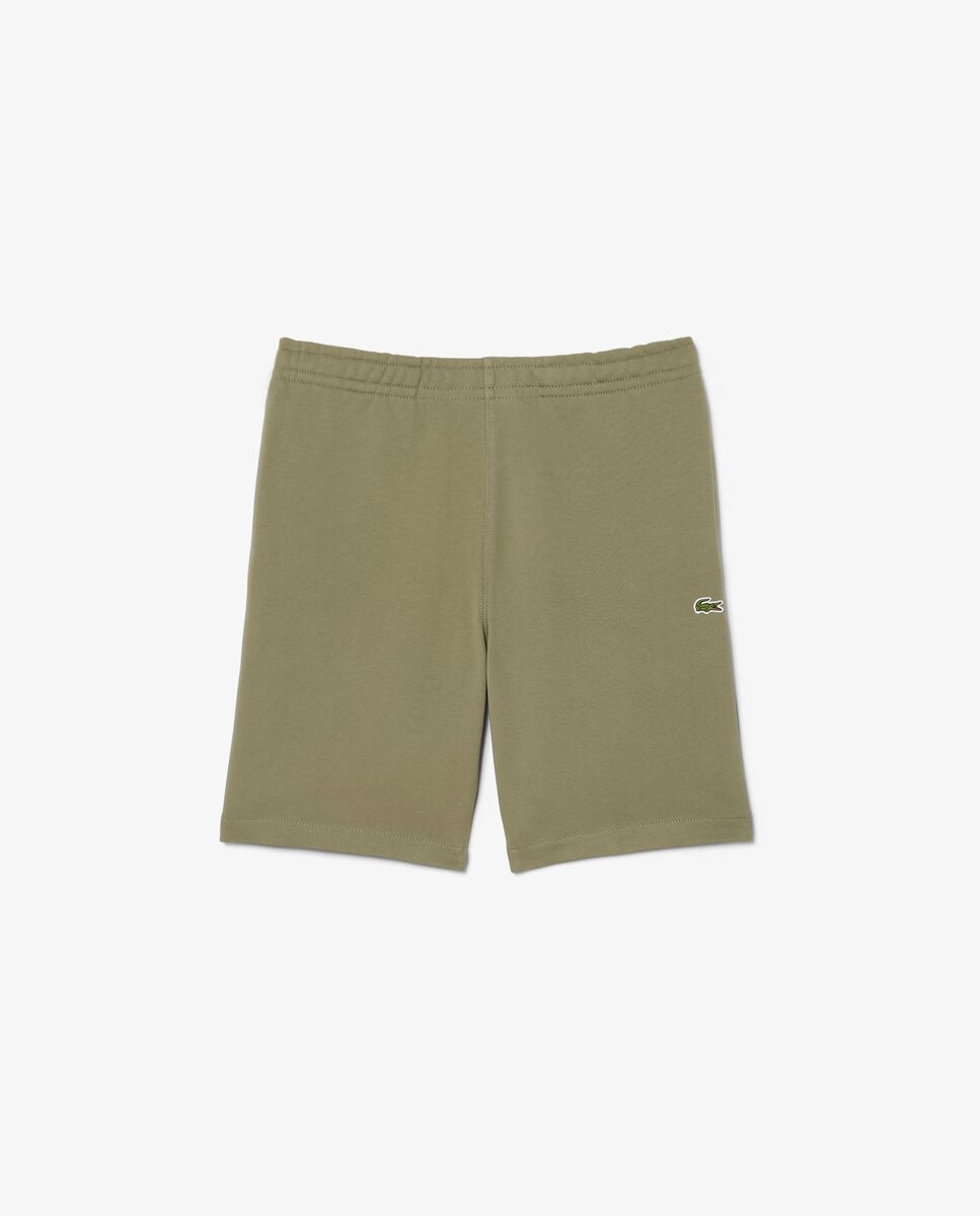 Pantalones cortos de hombre de felpa de corte regular con raya de logotipo - Lacoste - Verde militar Verde militar-5