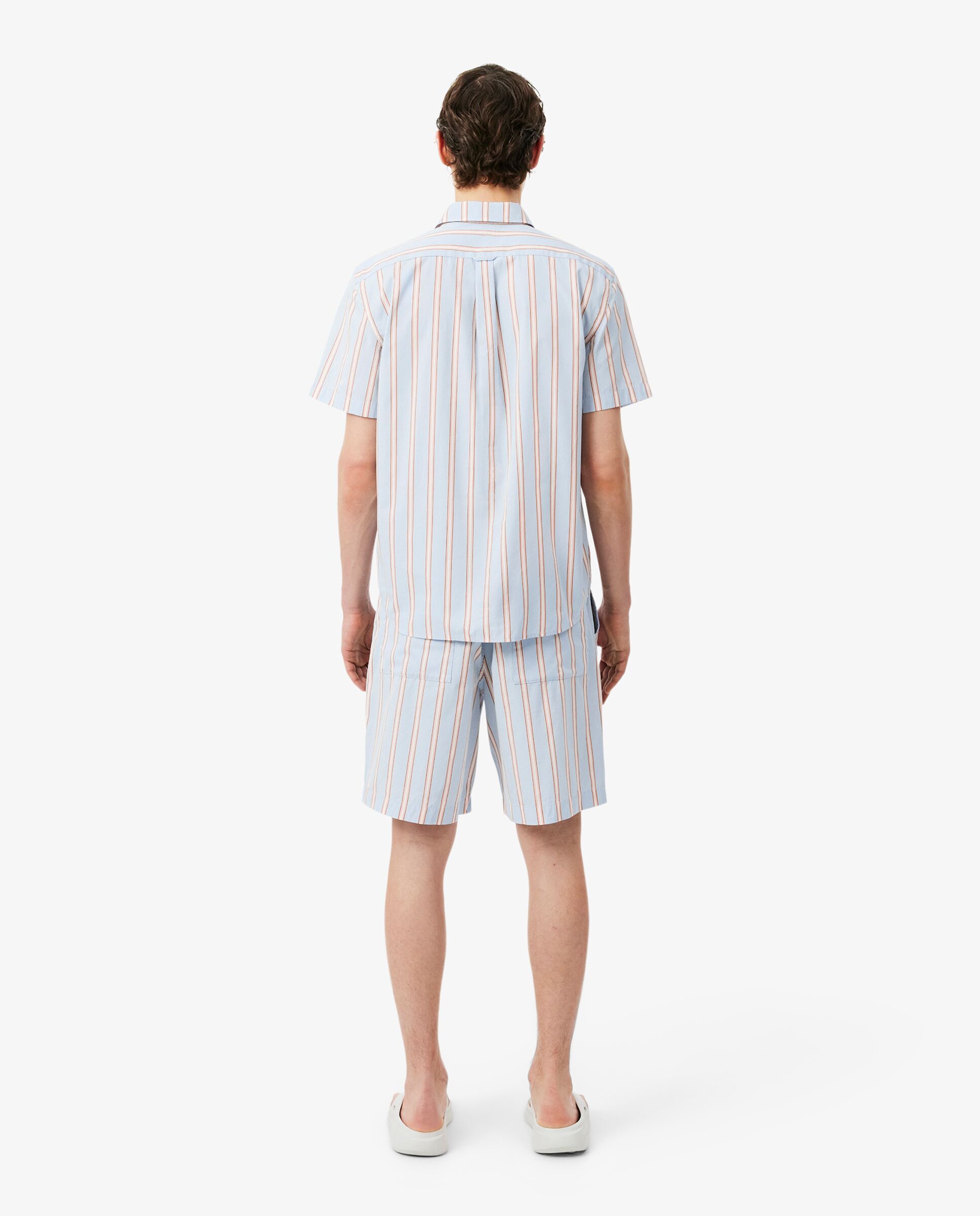 Bermudas de hombre de popelín de algodón de rayas en azul - Lacoste - Azul claro Azul claro-2