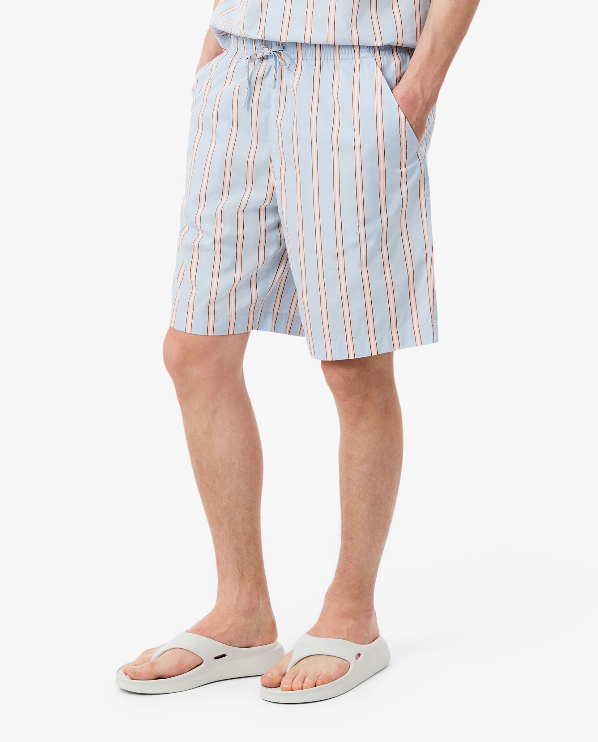 Bermudas de hombre de popelín de algodón de rayas en azul - Lacoste - Azul claro Azul claro-3