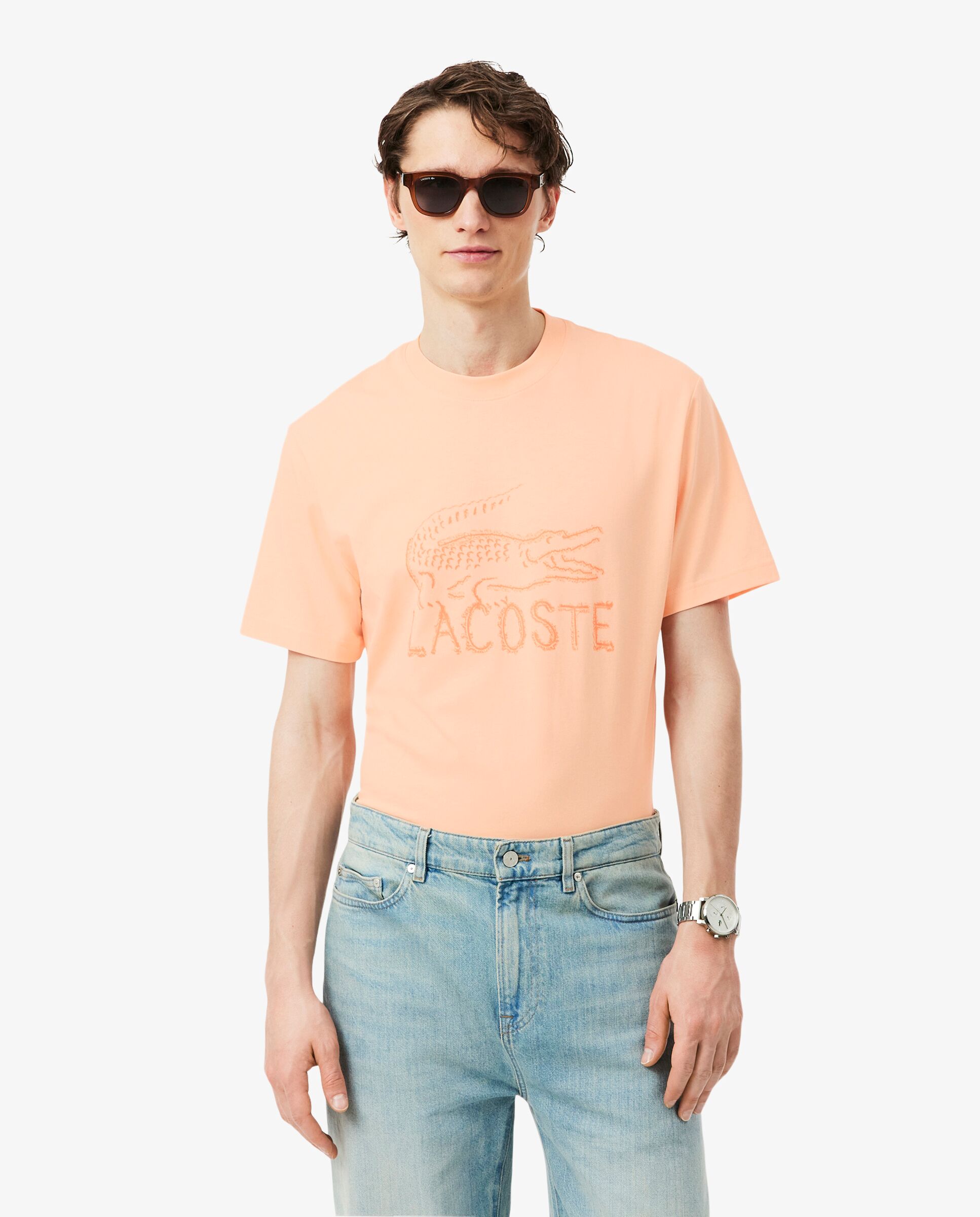 Camiseta de hombre de algodón estampada - Lacoste - Rosa Rosa-1