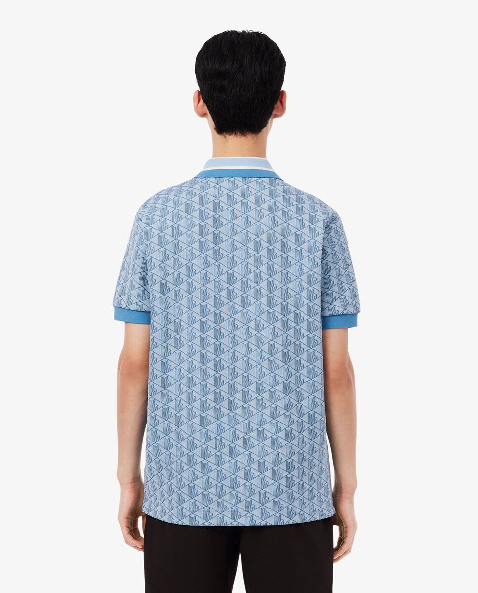 Polo de hombre de jacquard de corte clásico con monograma de manga corta - Lacoste - Azul claro Azul claro-2