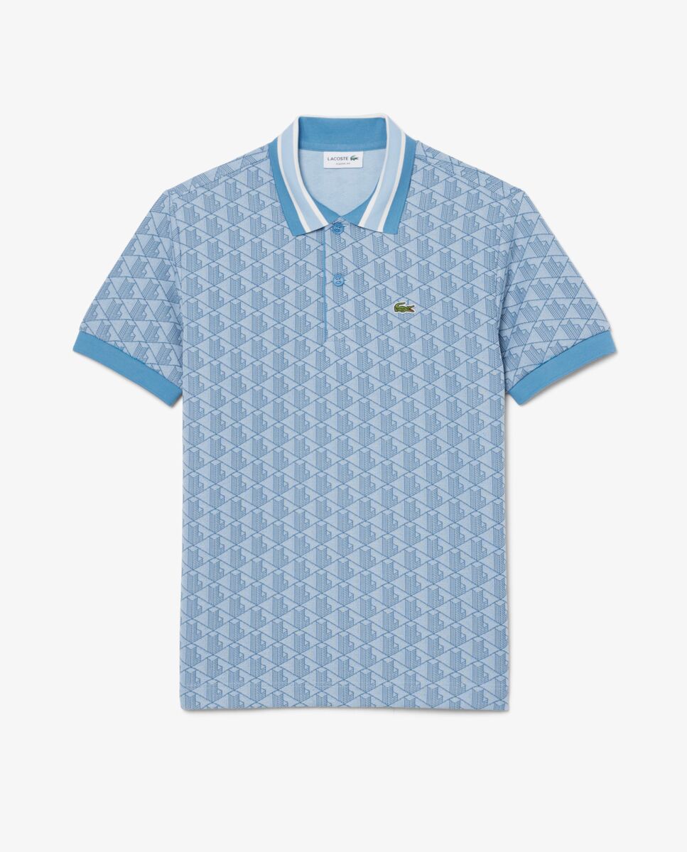 Polo de hombre de jacquard de corte clásico con monograma de manga corta - Lacoste - Azul claro Azul claro-5