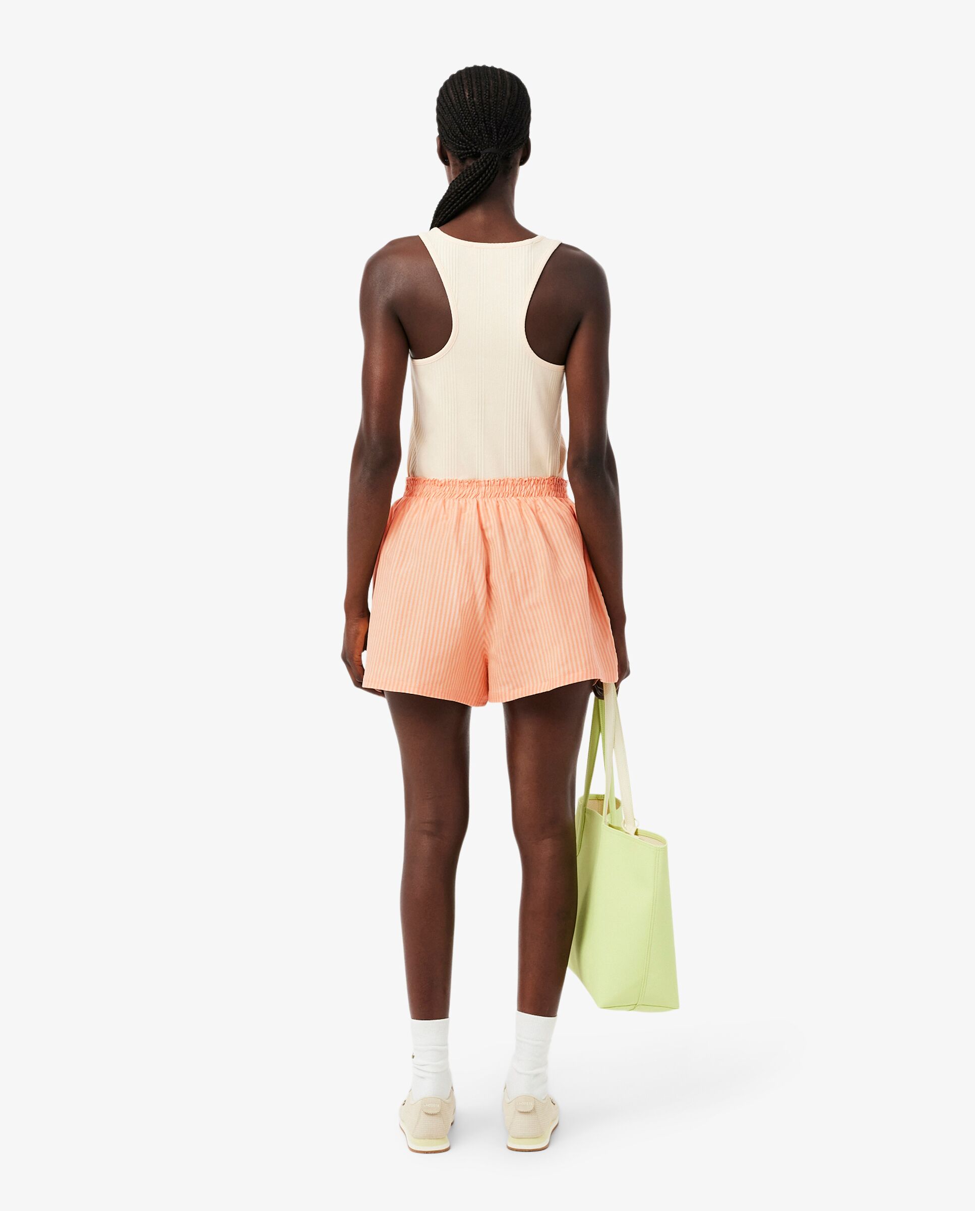 Pantalón de mujer corto oversized de mezcla de lino en rosa - Lacoste - Naranja Naranja-2