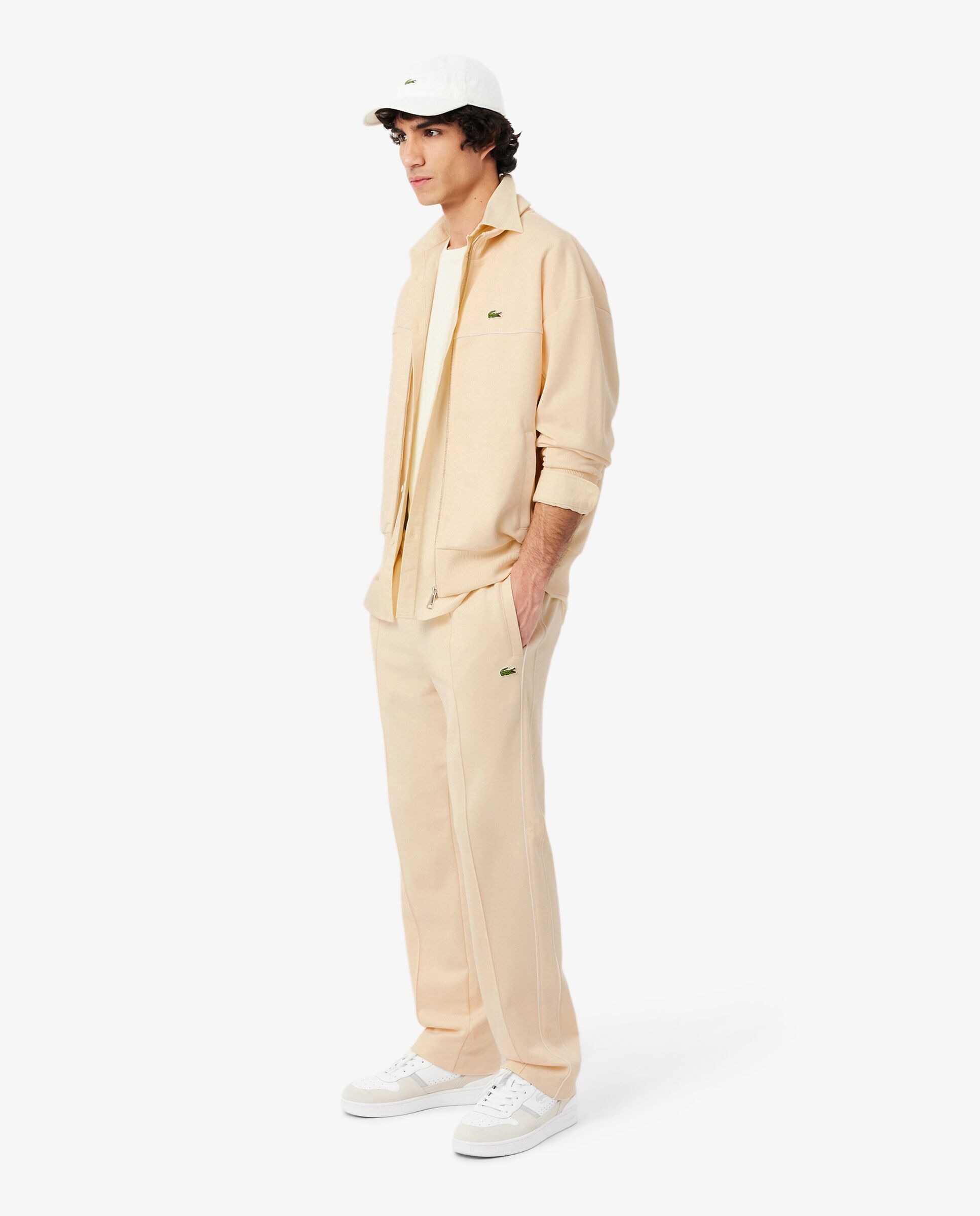 Sudadera de hombre con cremallera y ribete en contraste - Lacoste - Beige Beige-4
