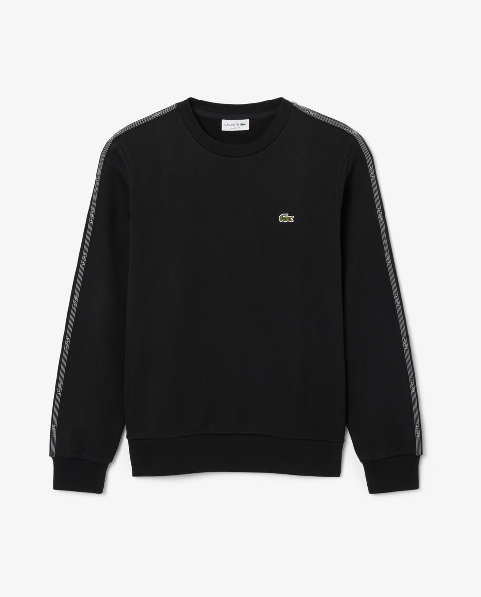 Lacoste - Sudadera de hombre de felpa con franja de rayas.