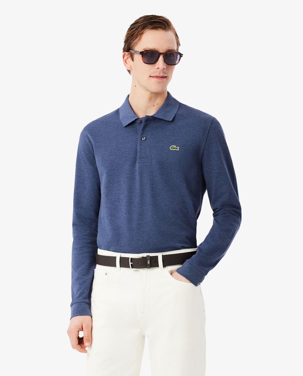 Imagen 0 de Polo de hombre de corte clásico de manga larga Azul