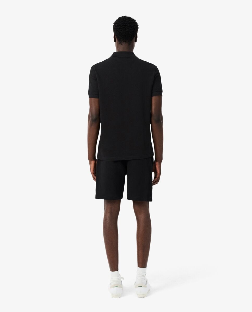 Pantalones cortos de hombre de felpa de corte regular con raya de logotipo - Lacoste - Negro Negro-2