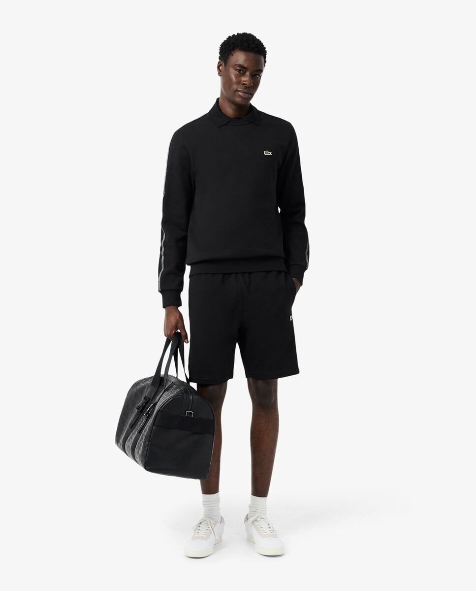 Pantalones cortos de hombre de felpa de corte regular con raya de logotipo - Lacoste - Negro Negro-4