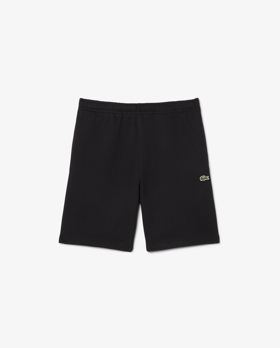Pantalones cortos de hombre de felpa de corte regular con raya de logotipo - Lacoste - Negro Negro-5