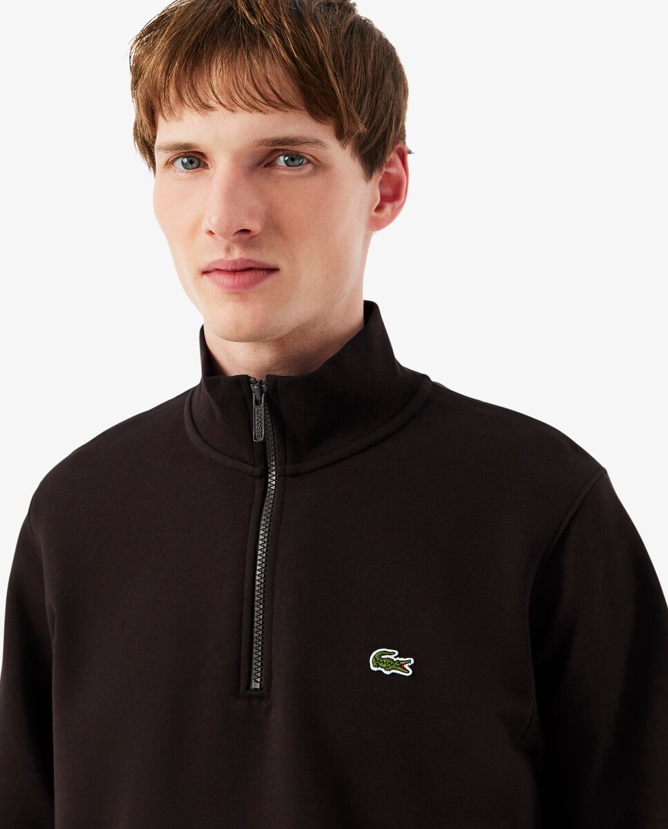 Sudadera sin capucha de hombre de felpa de cuello alto con cremallera en marrón - Lacoste - Marrón oscuro Marrón oscuro-3