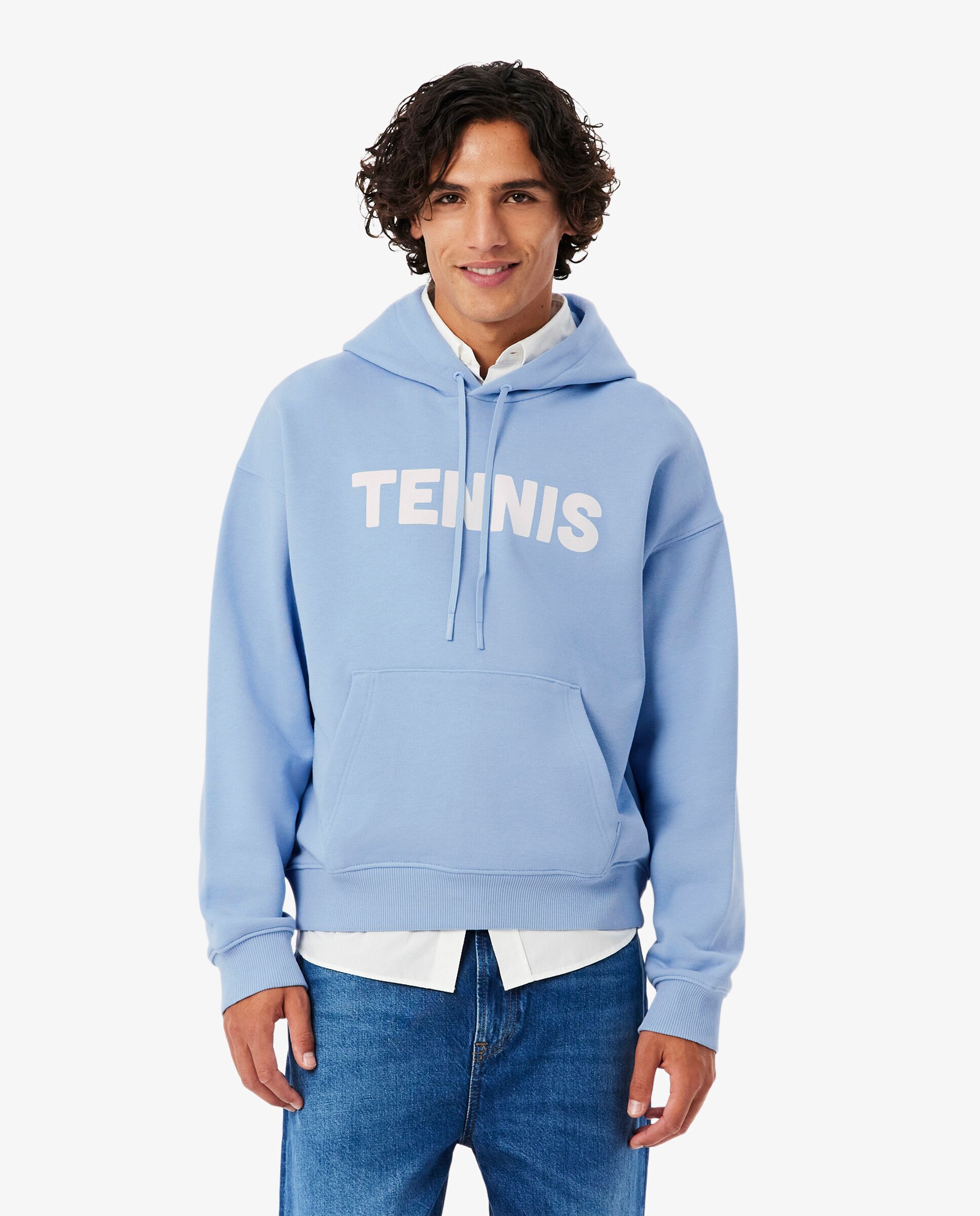 Sudadera de hombre con capucha de tenis con estampado en negro - Lacoste - Azul claro Azul claro-1