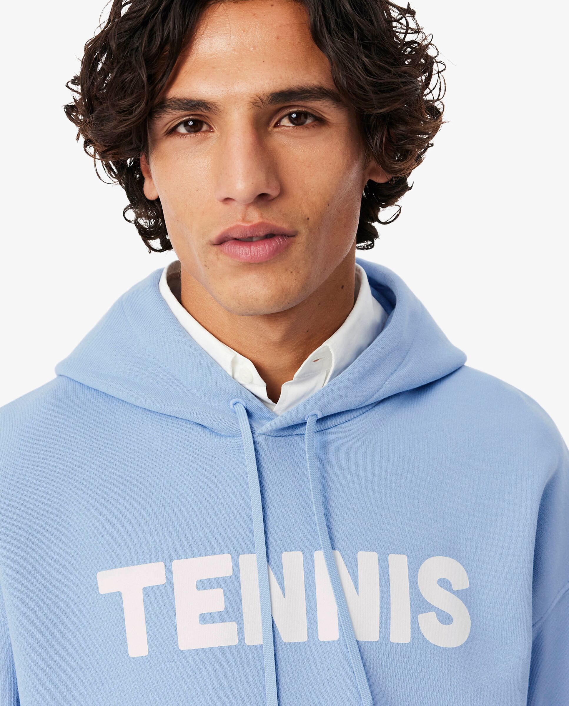 Sudadera de hombre con capucha de tenis con estampado en negro - Lacoste - Azul claro Azul claro-3