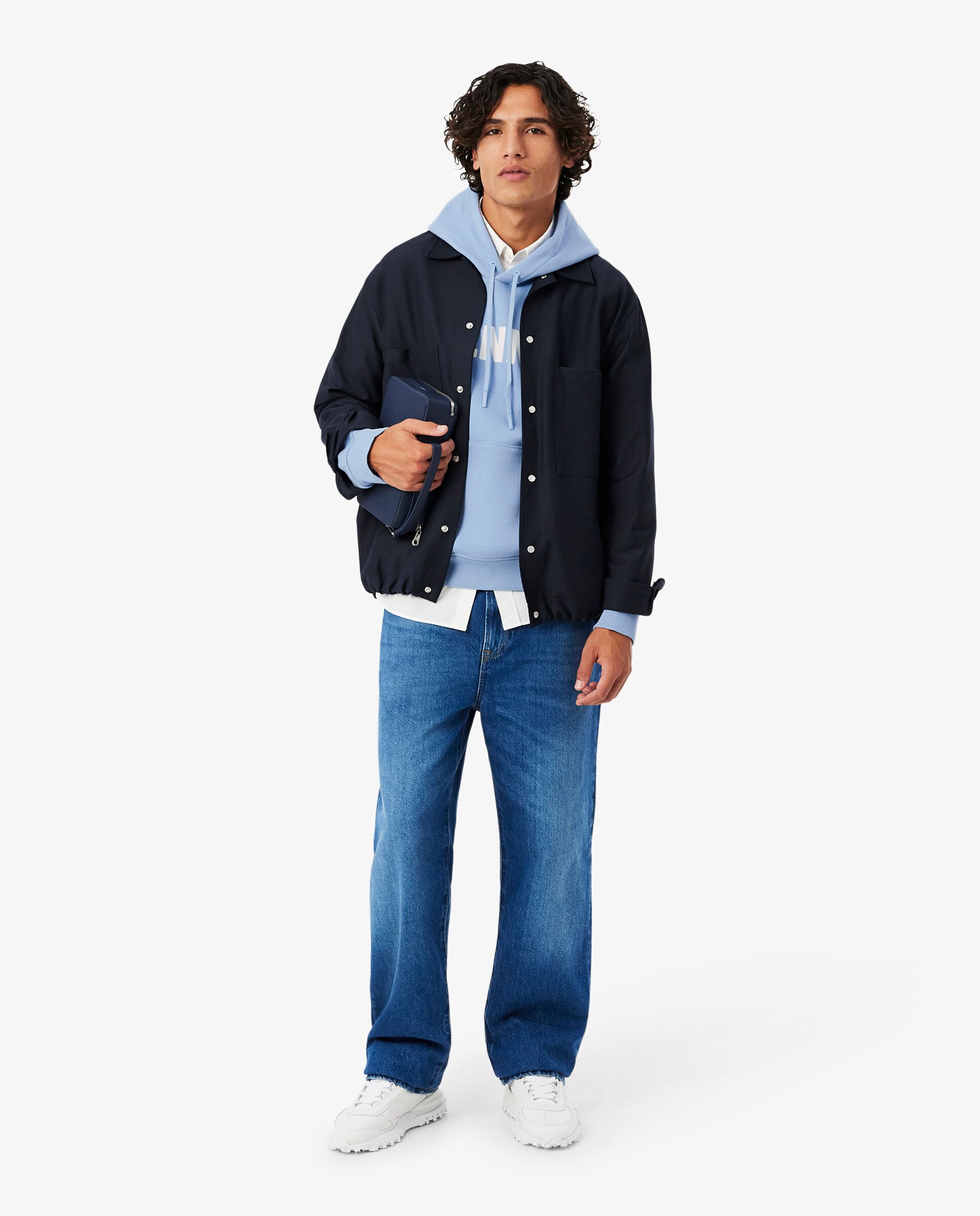 Sudadera de hombre con capucha de tenis con estampado en negro - Lacoste - Azul claro Azul claro-4