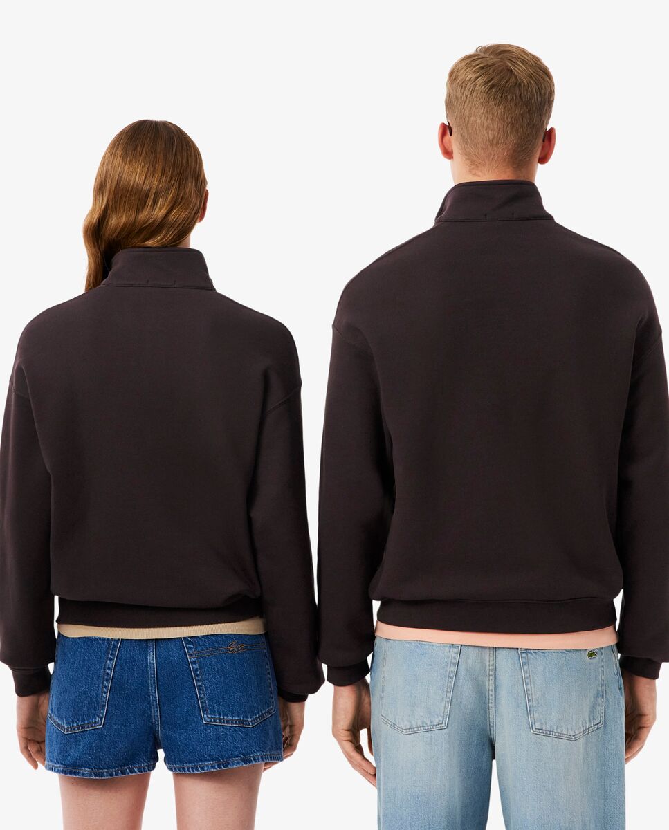 Sudadera unisex de felpa gruesa con cremallera en el cuello - Lacoste - Marrón Marrón-2