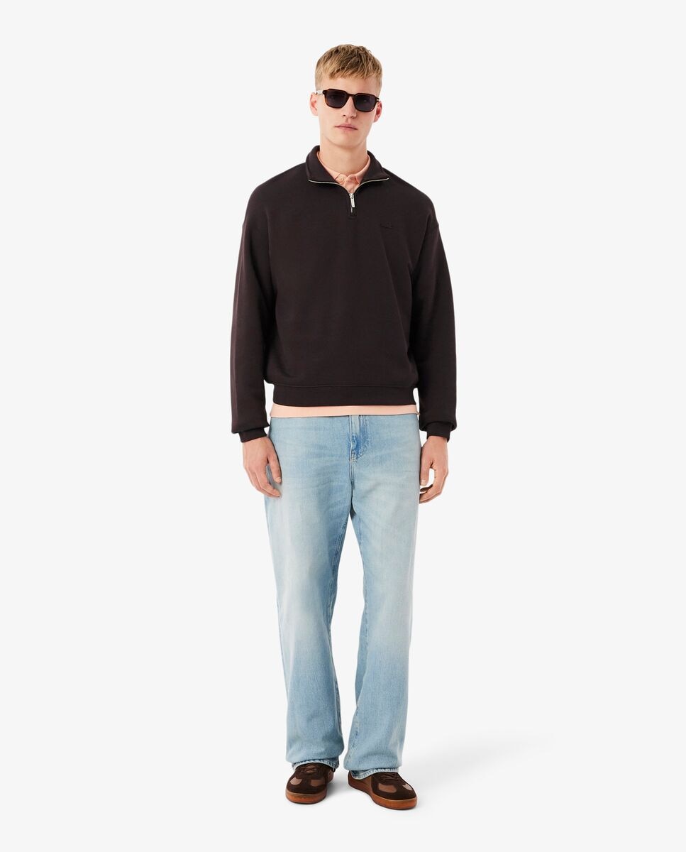 Sudadera unisex de felpa gruesa con cremallera en el cuello - Lacoste - Marrón Marrón-4