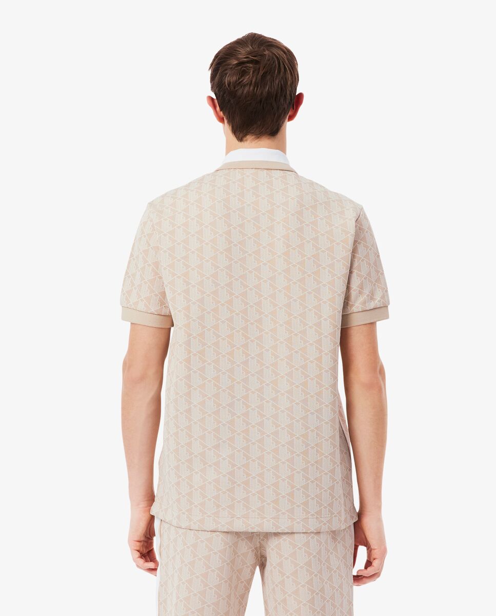 Polo de hombre de jacquard de corte clásico con monograma de manga corta - Lacoste - Beige Beige-2