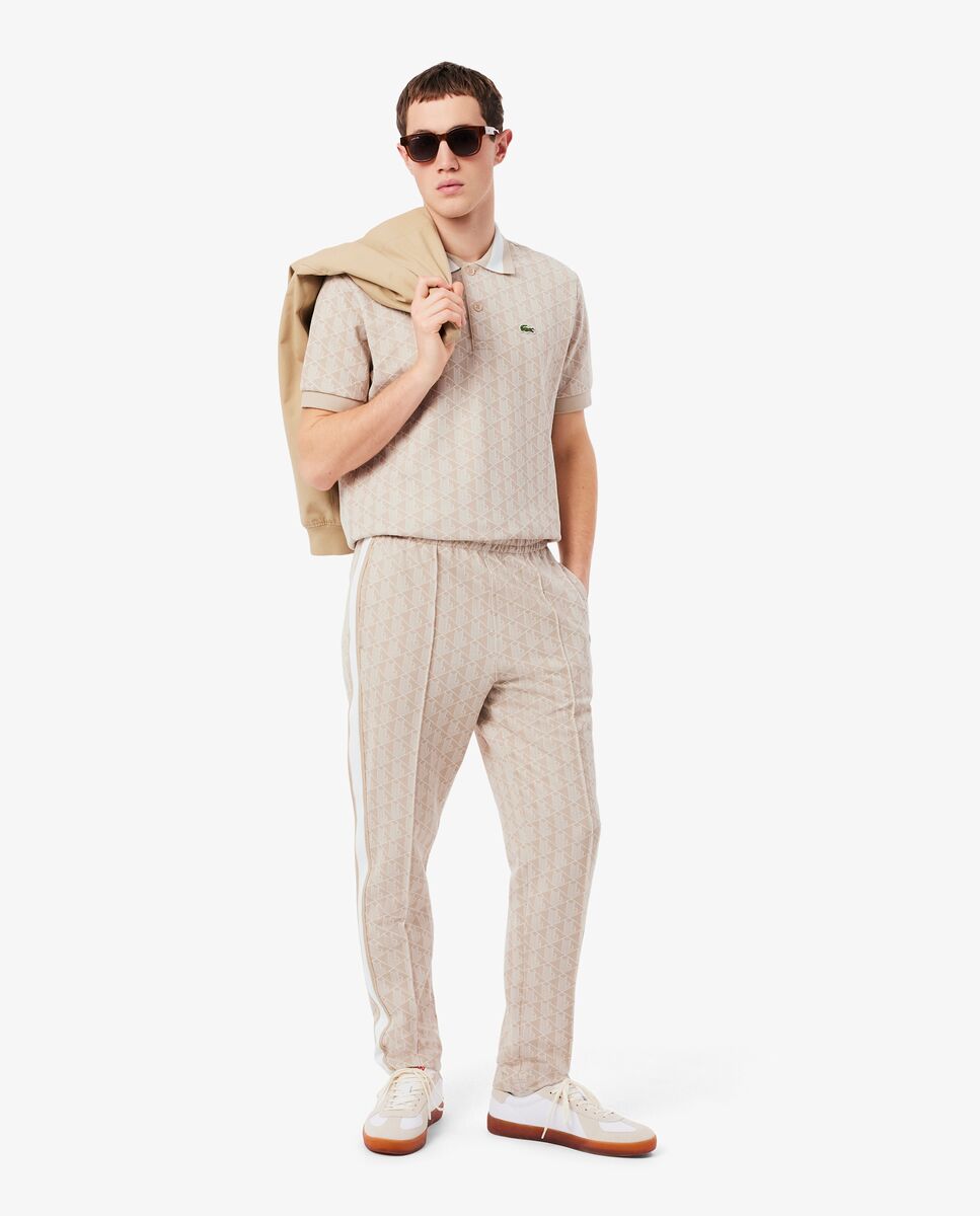 Polo de hombre de jacquard de corte clásico con monograma de manga corta - Lacoste - Beige Beige-4