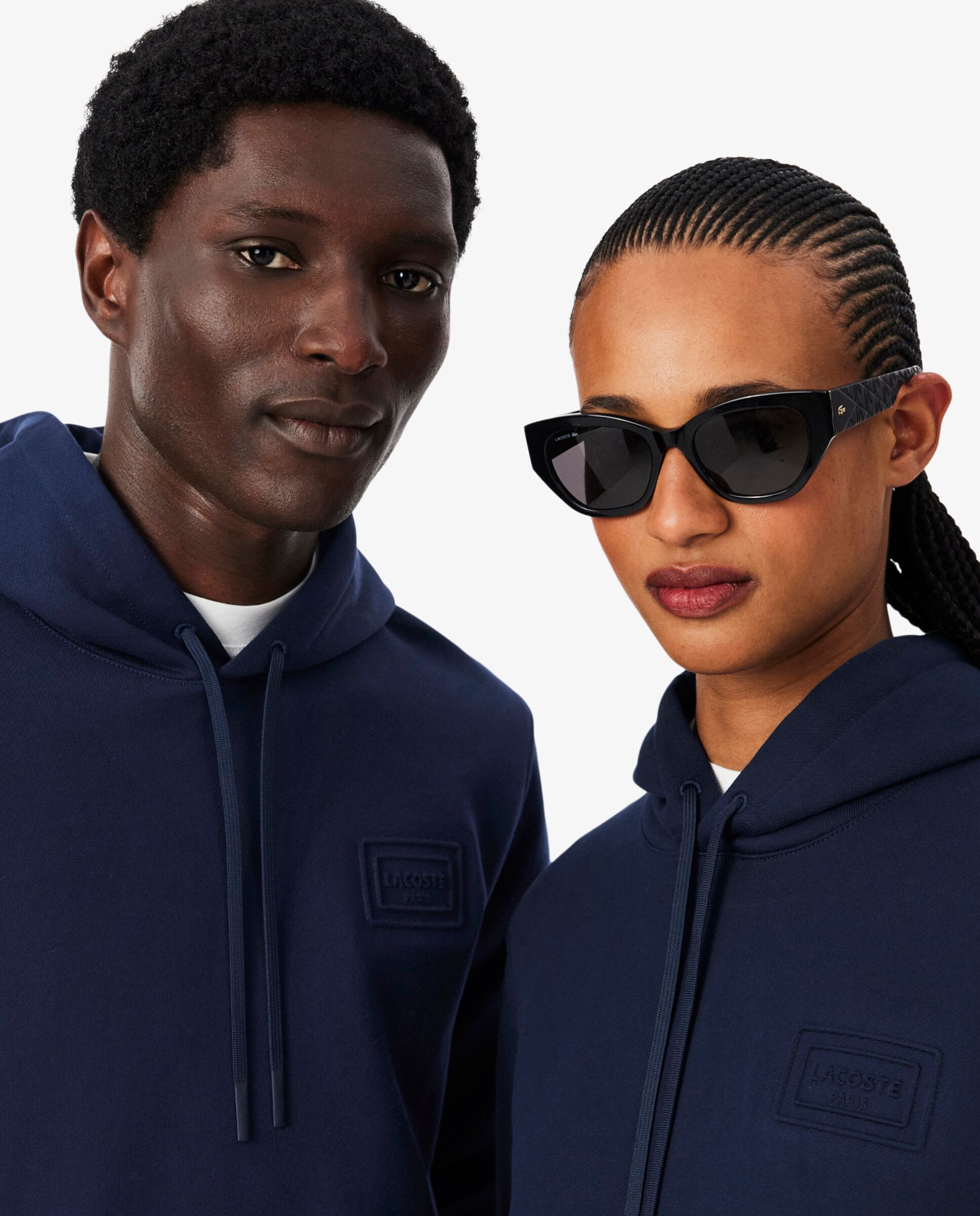 Sudadera unisex con capucha con detalles de marca estampados en relieve en azul - Lacoste - Azul marino Azul marino-3
