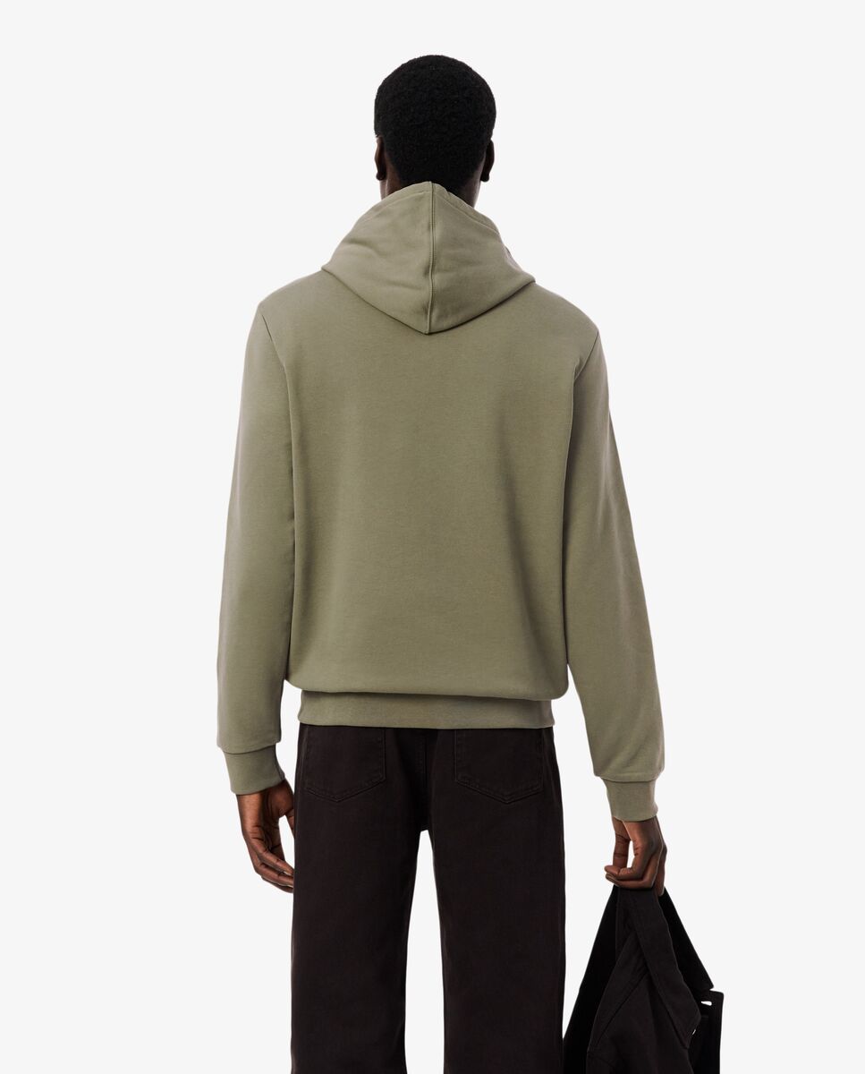 Sudadera de hombre con capucha y cremallera con rayas de logotipo - Lacoste - Verde militar Verde militar-2