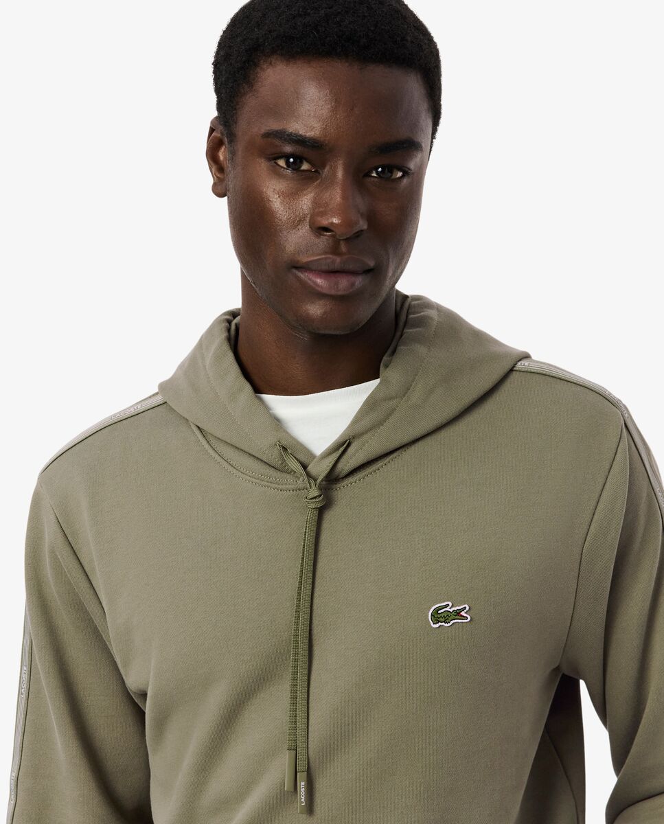Sudadera de hombre con capucha y cremallera con rayas de logotipo - Lacoste - Verde militar Verde militar-3