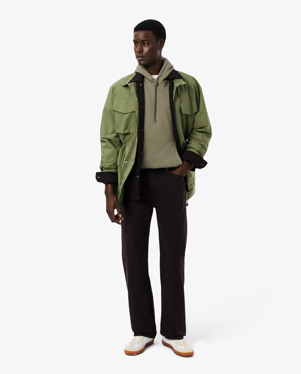 Sudadera de hombre con capucha y cremallera con rayas de logotipo - Lacoste - Verde militar Verde militar-4