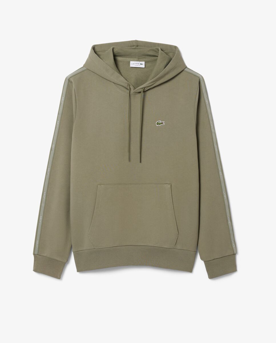 Sudadera de hombre con capucha y cremallera con rayas de logotipo - Lacoste - Verde militar Verde militar-5