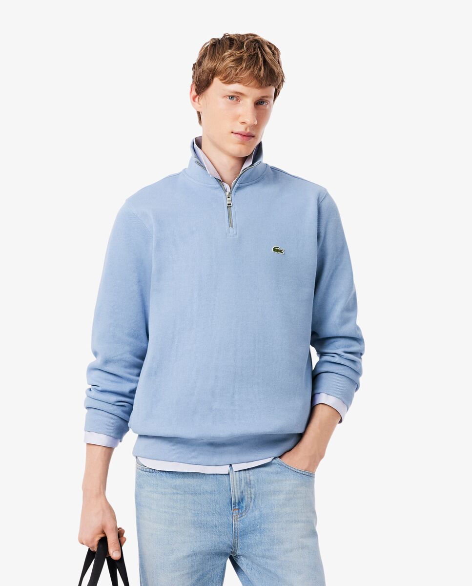 Imagen 0 de Sudadera de hombre de interlock con cuello alto y cremallera Azul claro