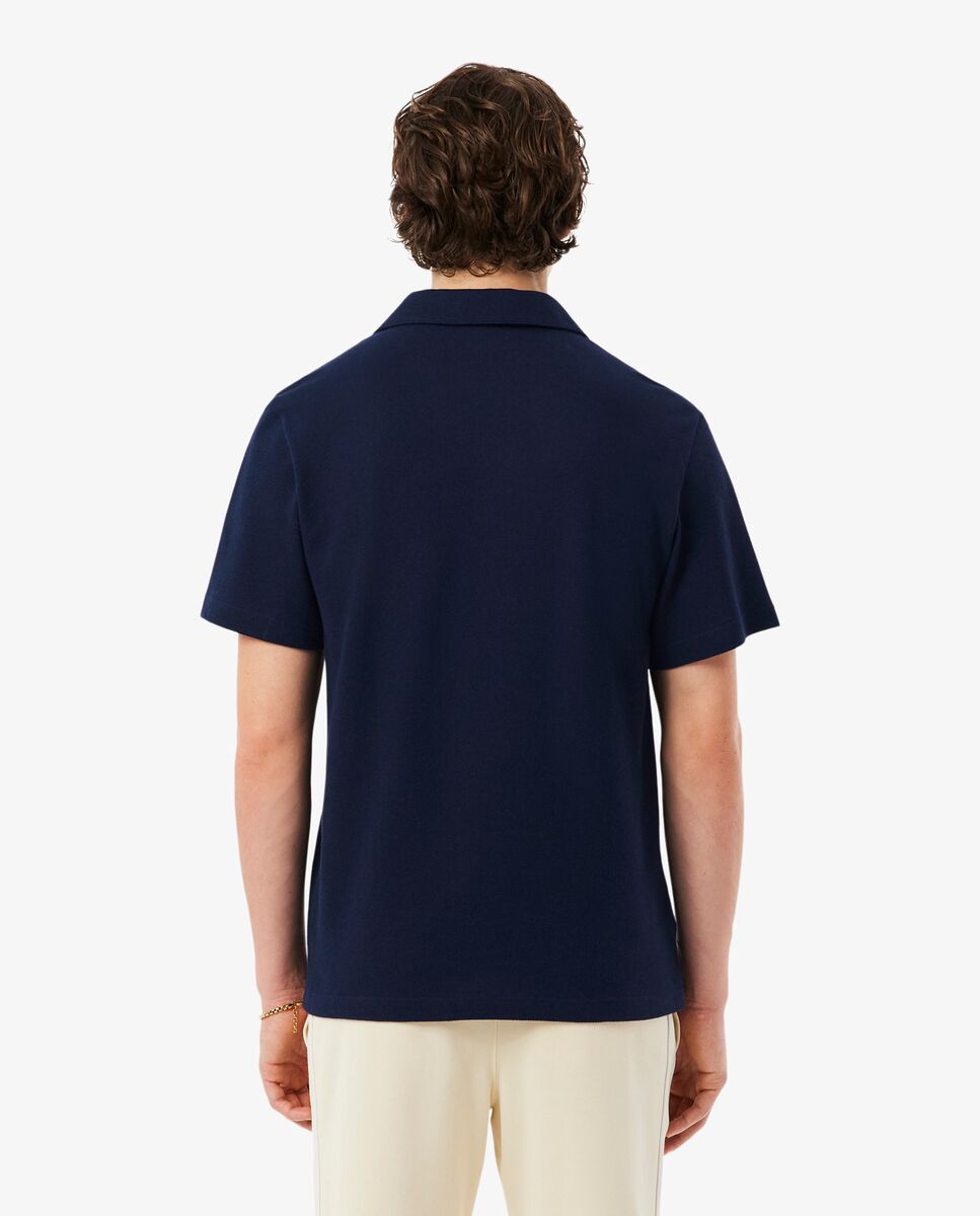 Polo de hombre de corte clásico mezcla de algodón y lino en azul de manga corta - Lacoste - Azul marino Azul marino-2