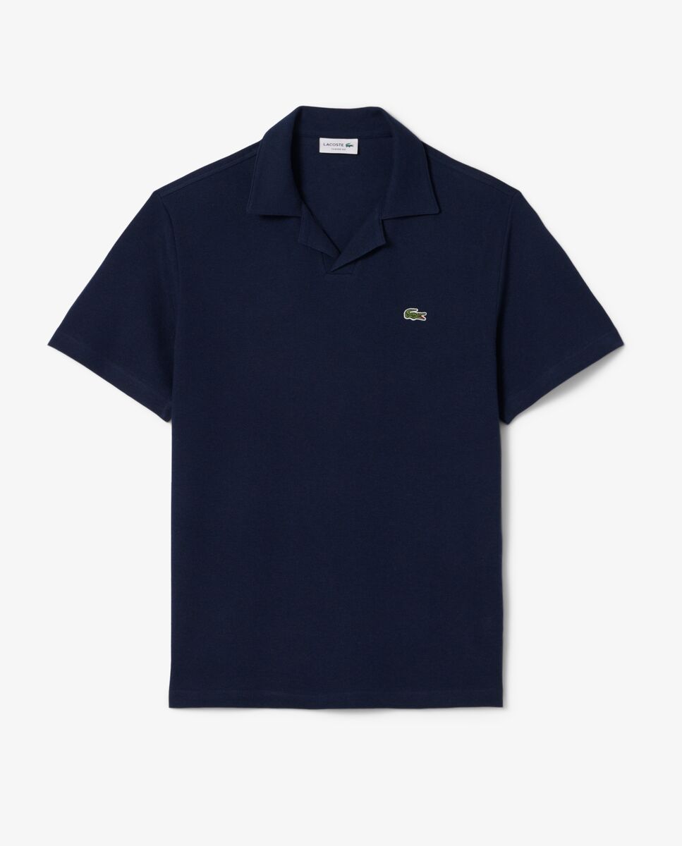 Polo de hombre de corte clásico mezcla de algodón y lino en azul de manga corta - Lacoste - Azul marino Azul marino-5
