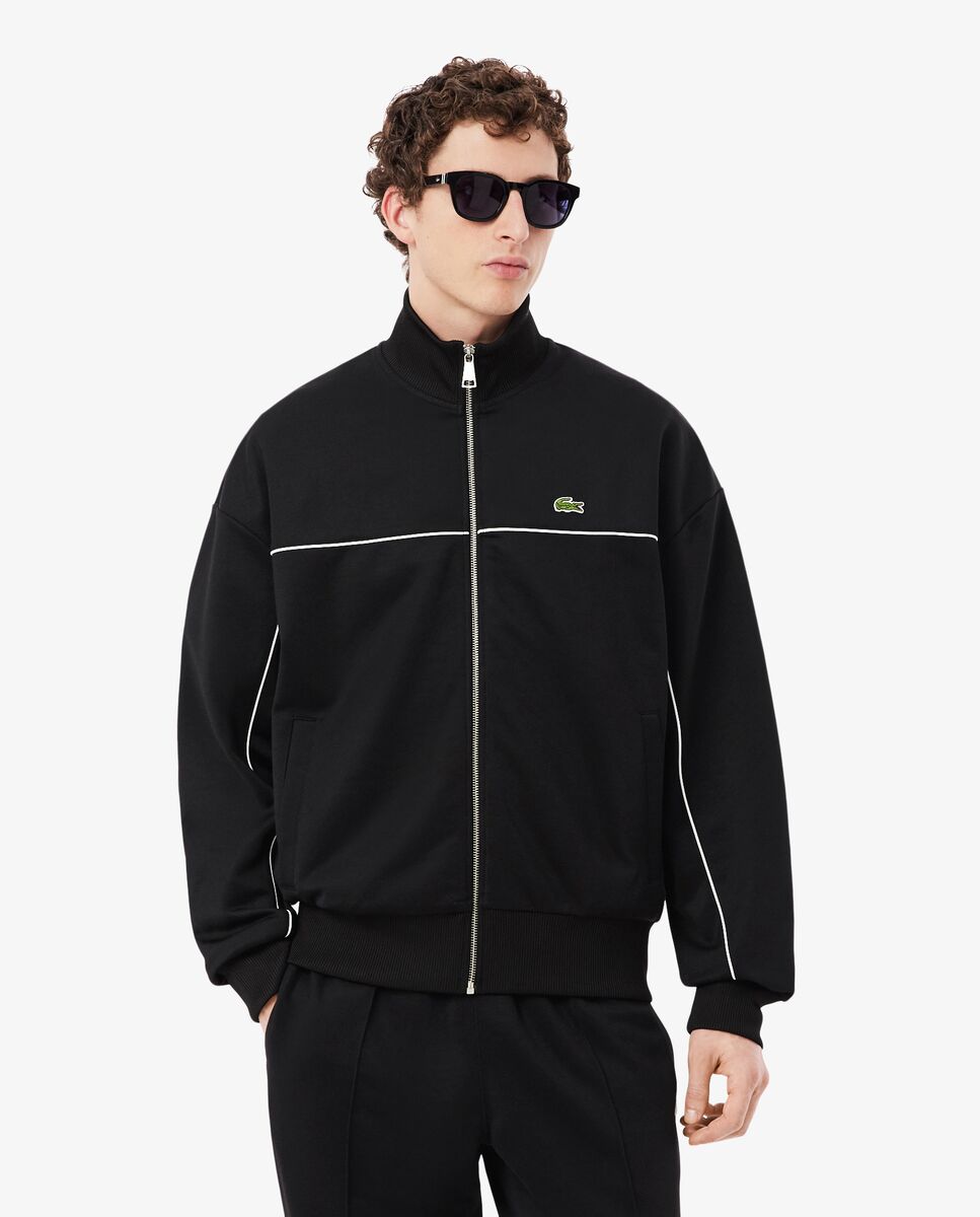 Sudadera de hombre con cremallera y ribete en contraste - Lacoste - Negro Negro-1