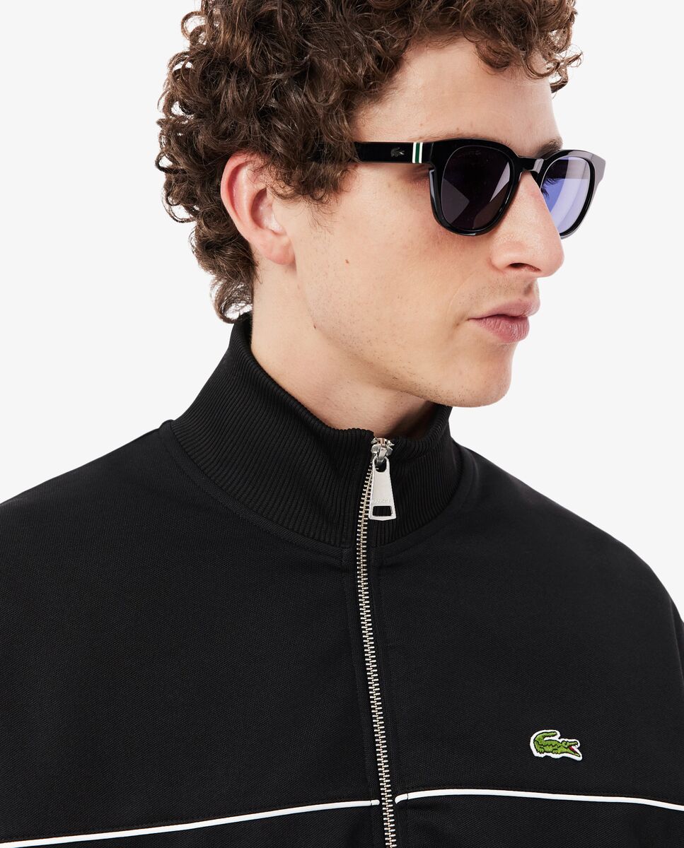 Sudadera de hombre con cremallera y ribete en contraste - Lacoste - Negro Negro-3
