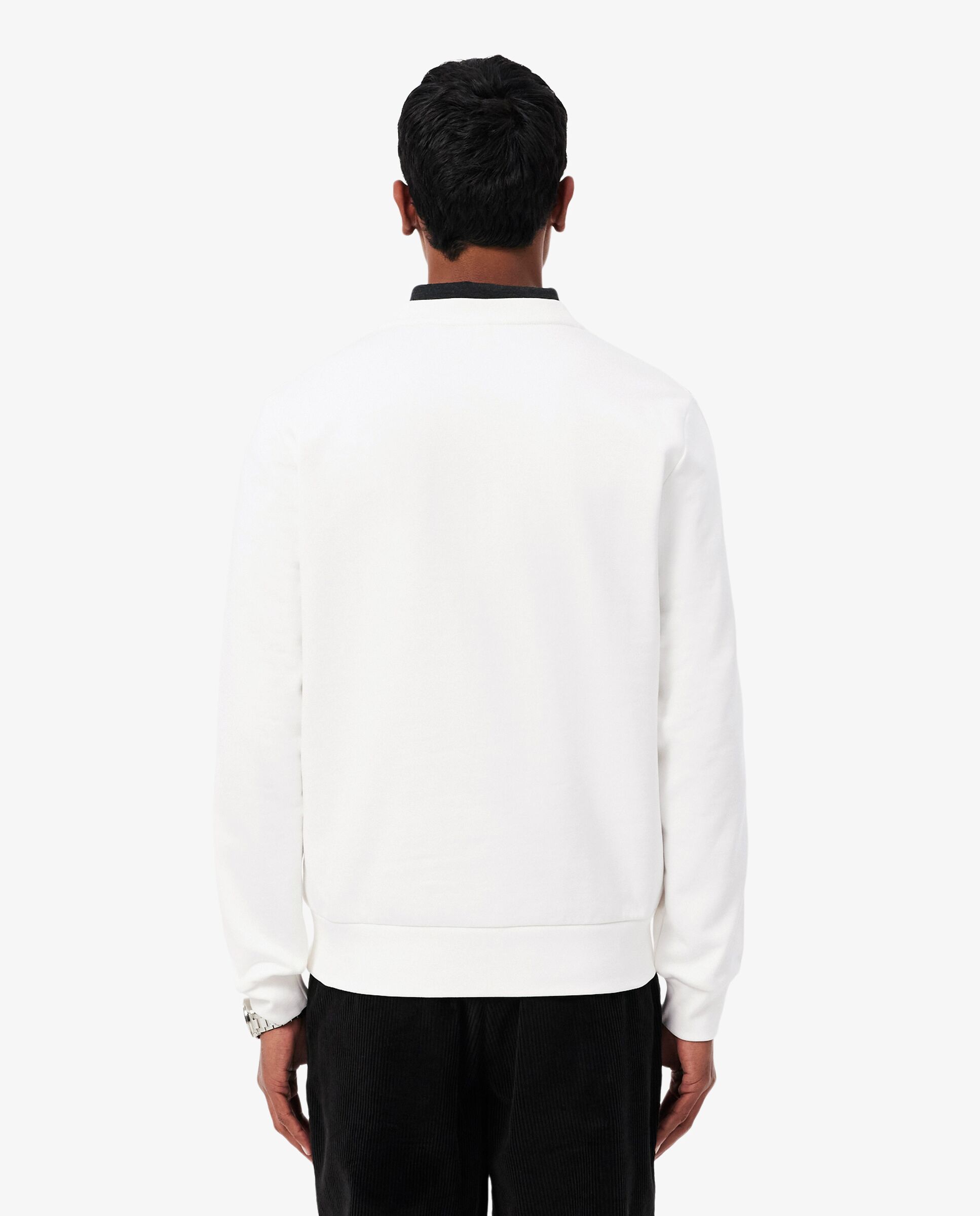 Sudadera de hombre de felpa con franja de rayas - Lacoste - Blanco Blanco-2