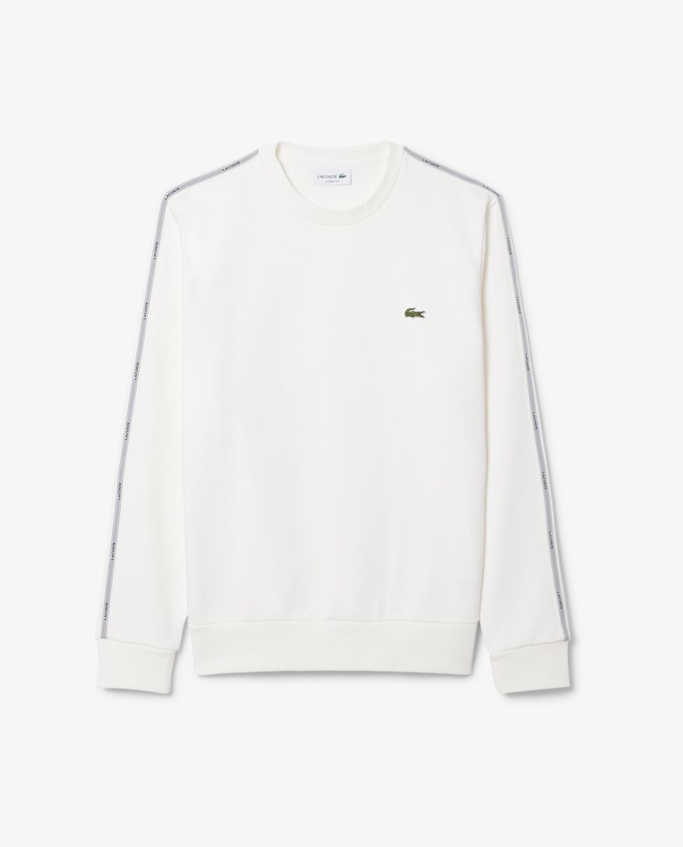 Sudadera de hombre de felpa con franja de rayas - Lacoste - Blanco Blanco-6