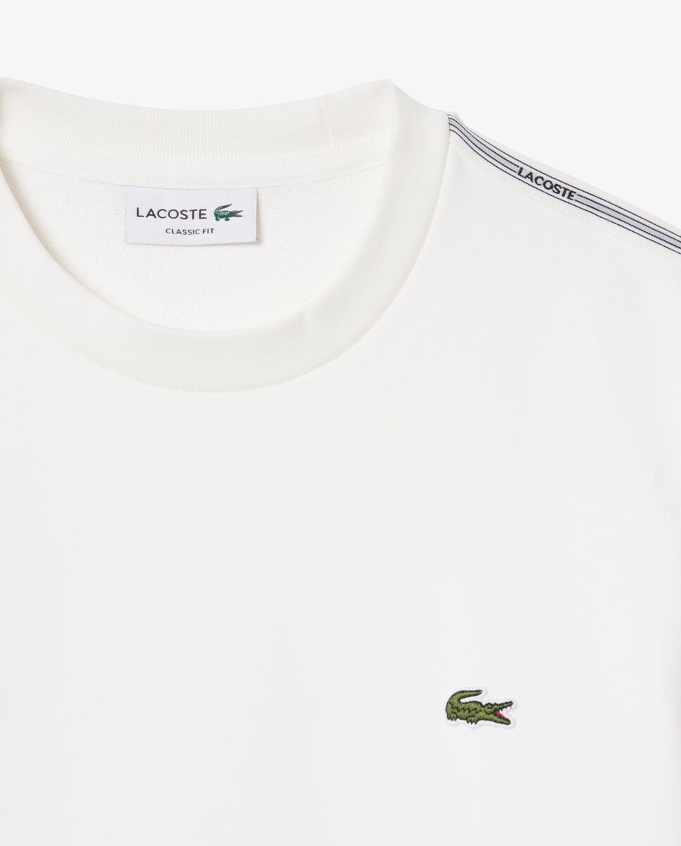 Sudadera de hombre de felpa con franja de rayas - Lacoste - Blanco Blanco-5
