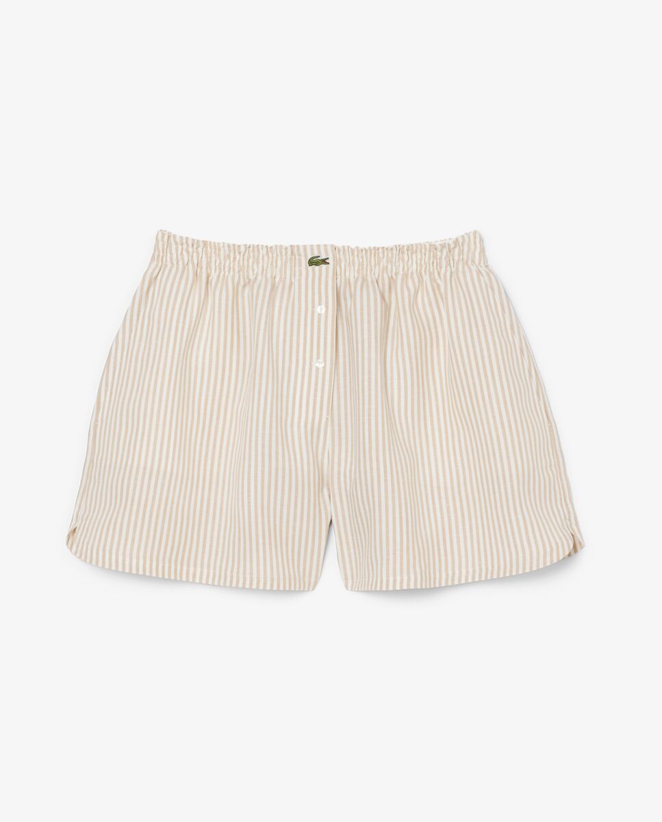 Pantalón de mujer corto oversized de mezcla de lino en rosa - Lacoste - Beige Beige-5