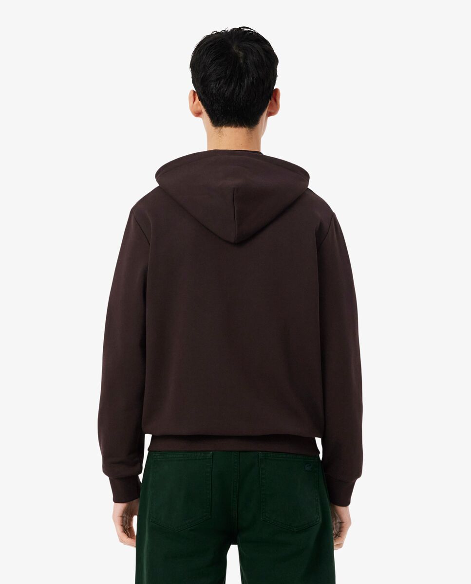 Sudadera de hombre de felpa con cremallera de corte clásico - Lacoste - Marrón Marrón-2