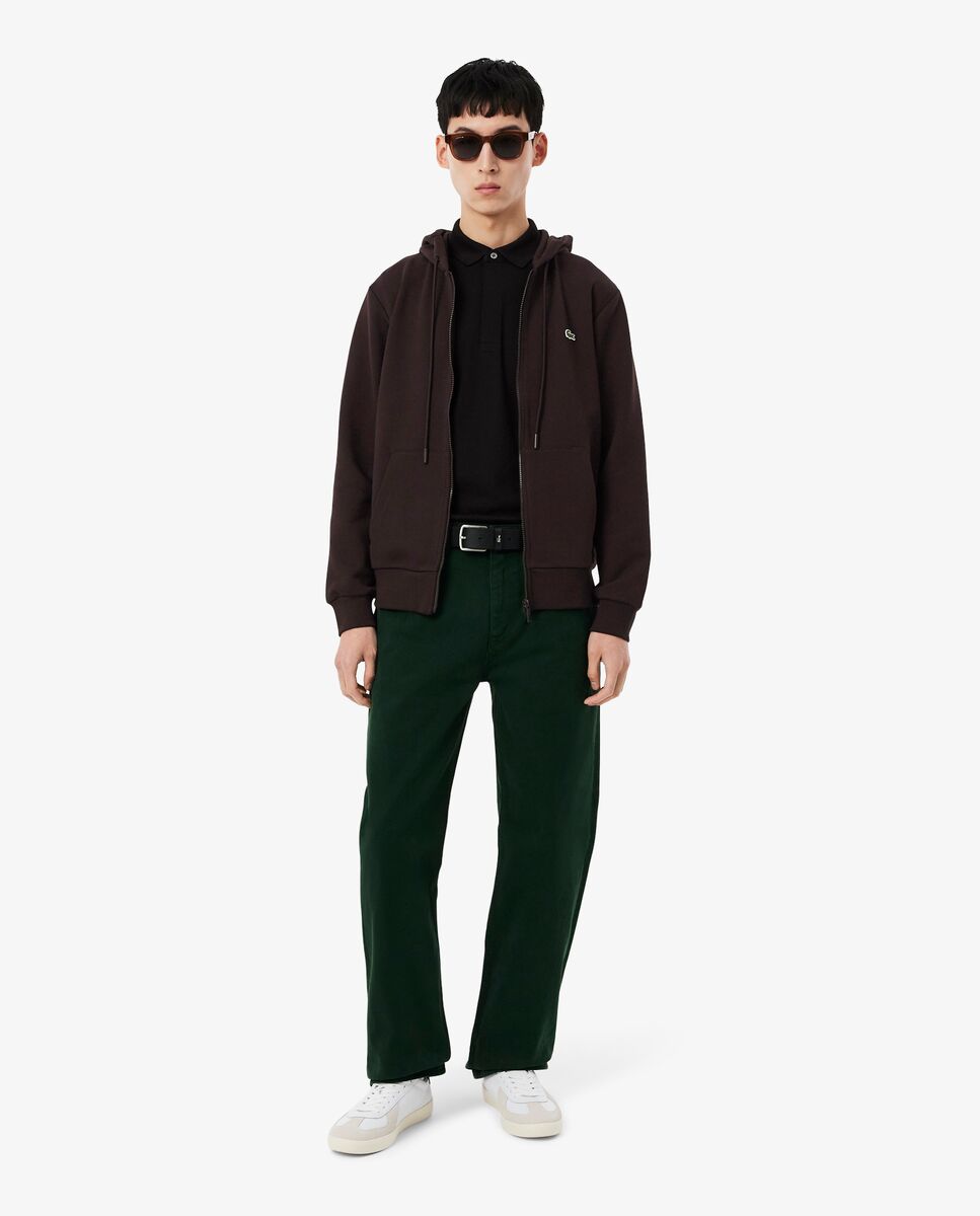 Sudadera de hombre de felpa con cremallera de corte clásico - Lacoste - Marrón Marrón-4