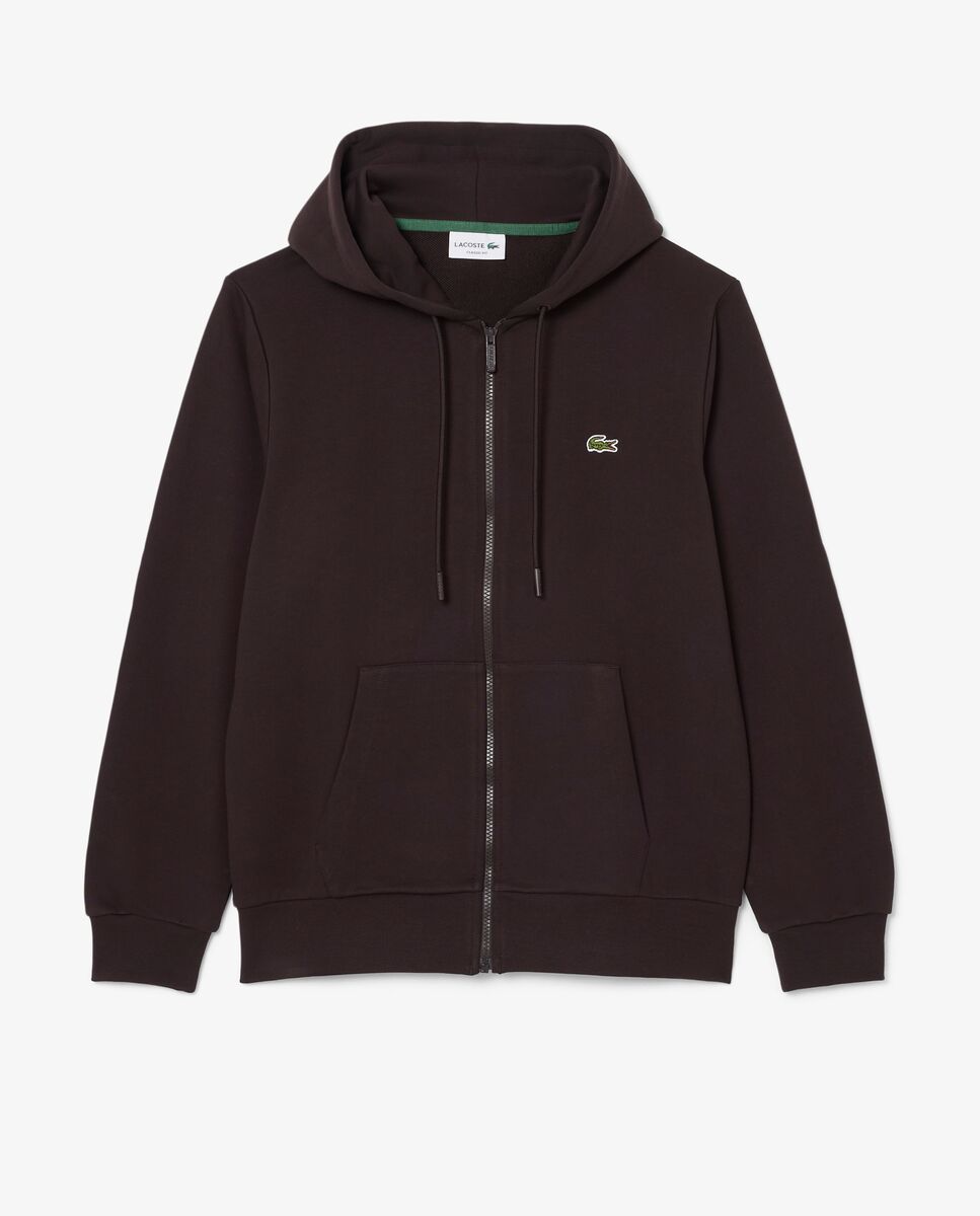 Sudadera de hombre de felpa con cremallera de corte clásico - Lacoste - Marrón Marrón-5